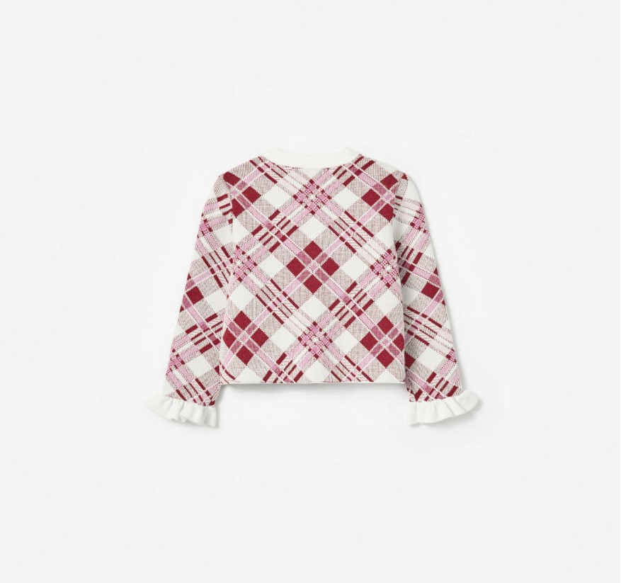 Burgundy Check Cardigan