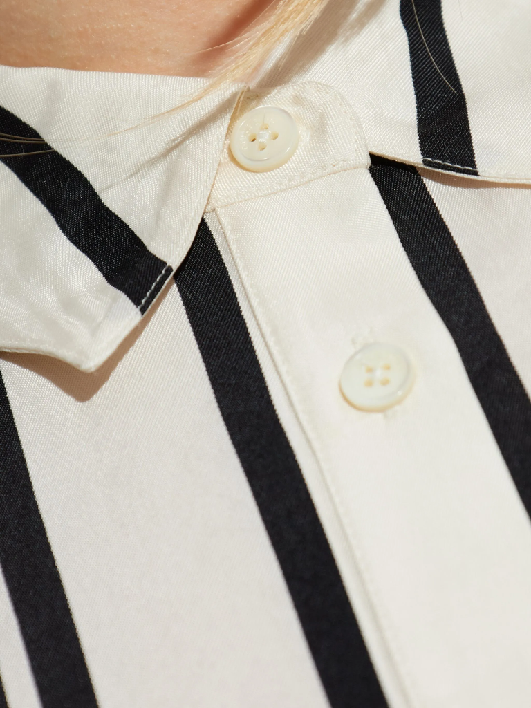 Coco Shirt - Ivory and Black Monogram Stripe 