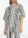 Coco Shirt - Ivory and Black Monogram Stripe 