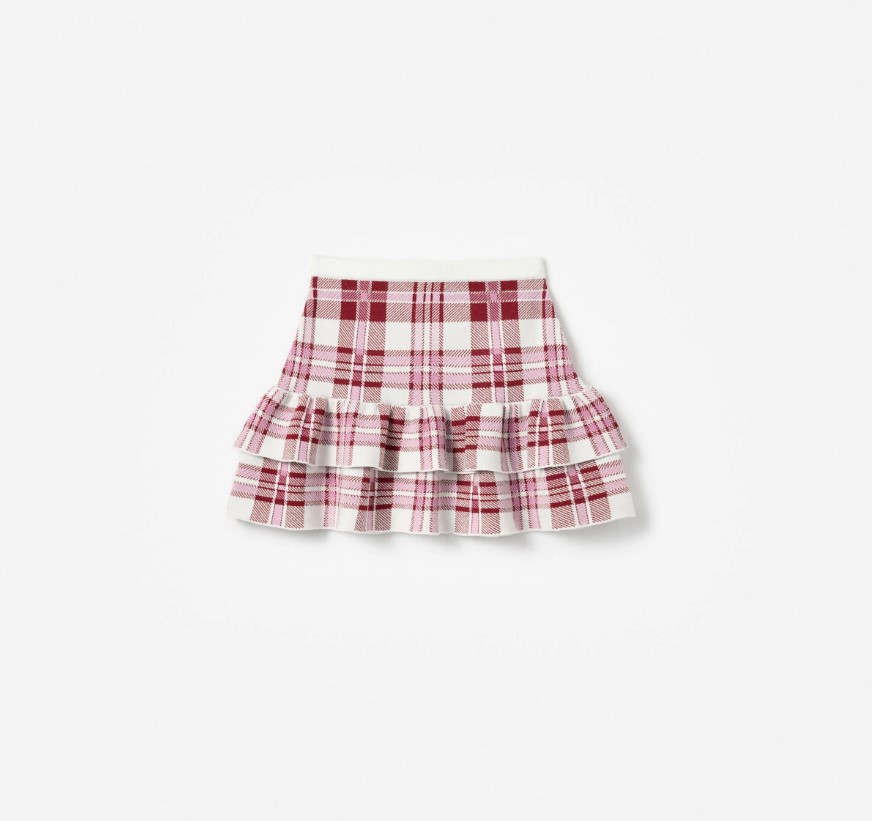 Burgundy Check Knit Skirt