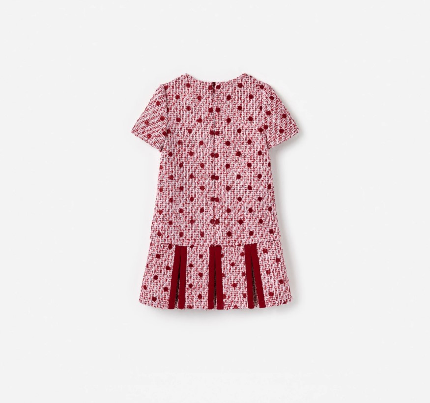 Burgundy Polka Dot Boucle Dress