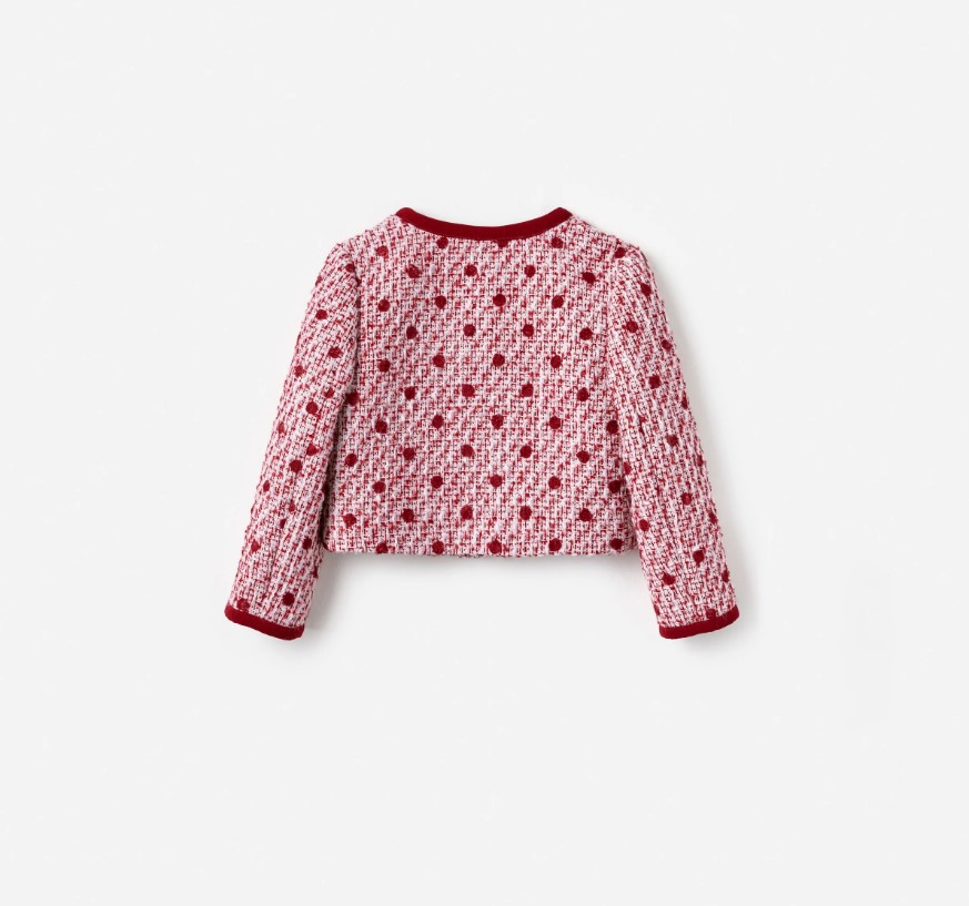 Burgundy Polka Dot Boucle Jacket 