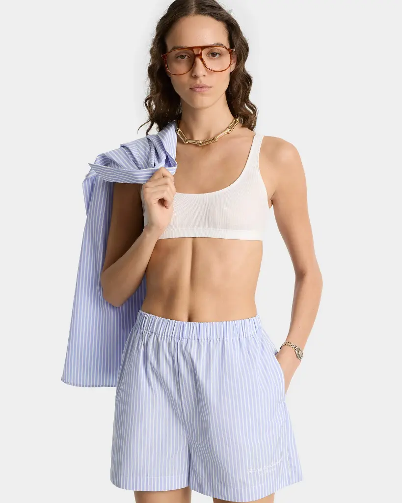 Eden Script Poplin Short Blue