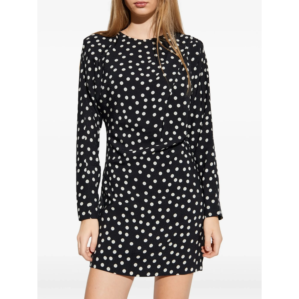 HAVEN DRESS - BLACK AND WHITE DOT JACQUARD