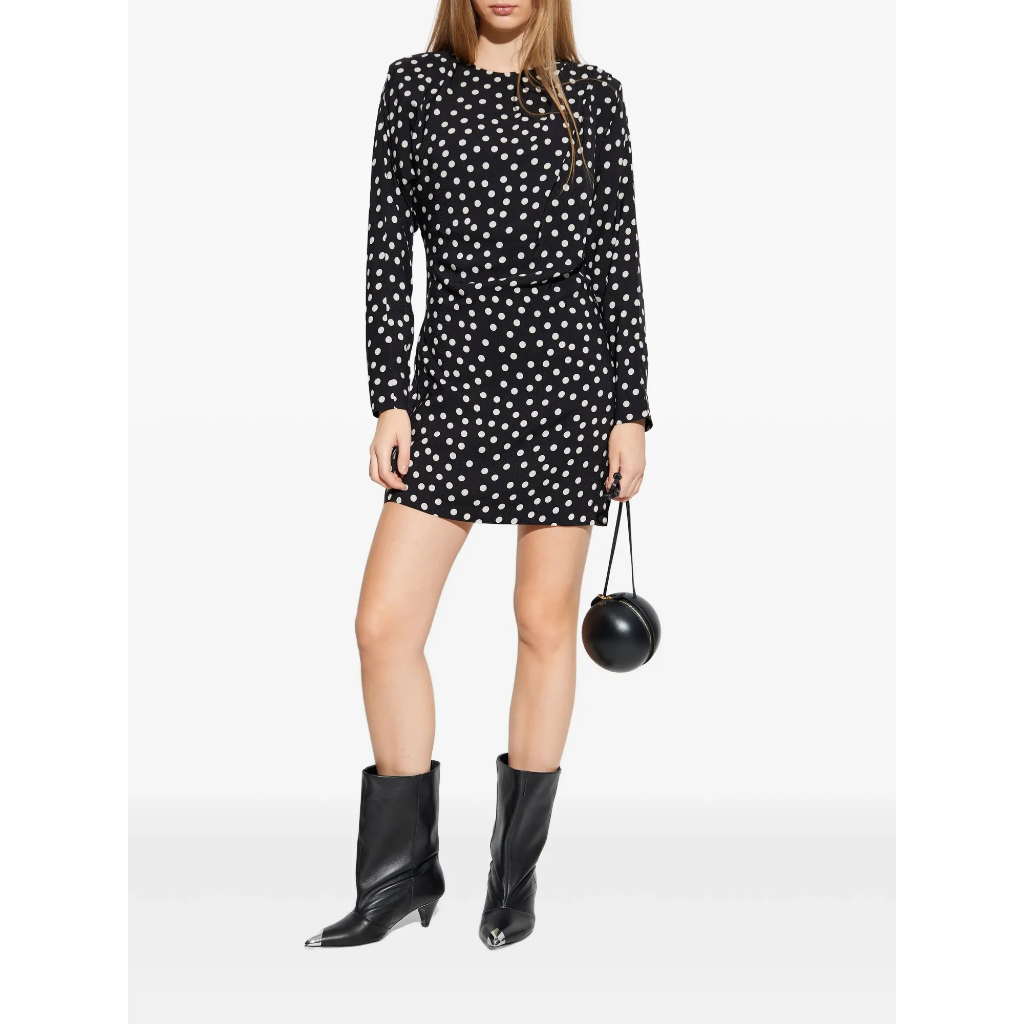 HAVEN DRESS - BLACK AND WHITE DOT JACQUARD