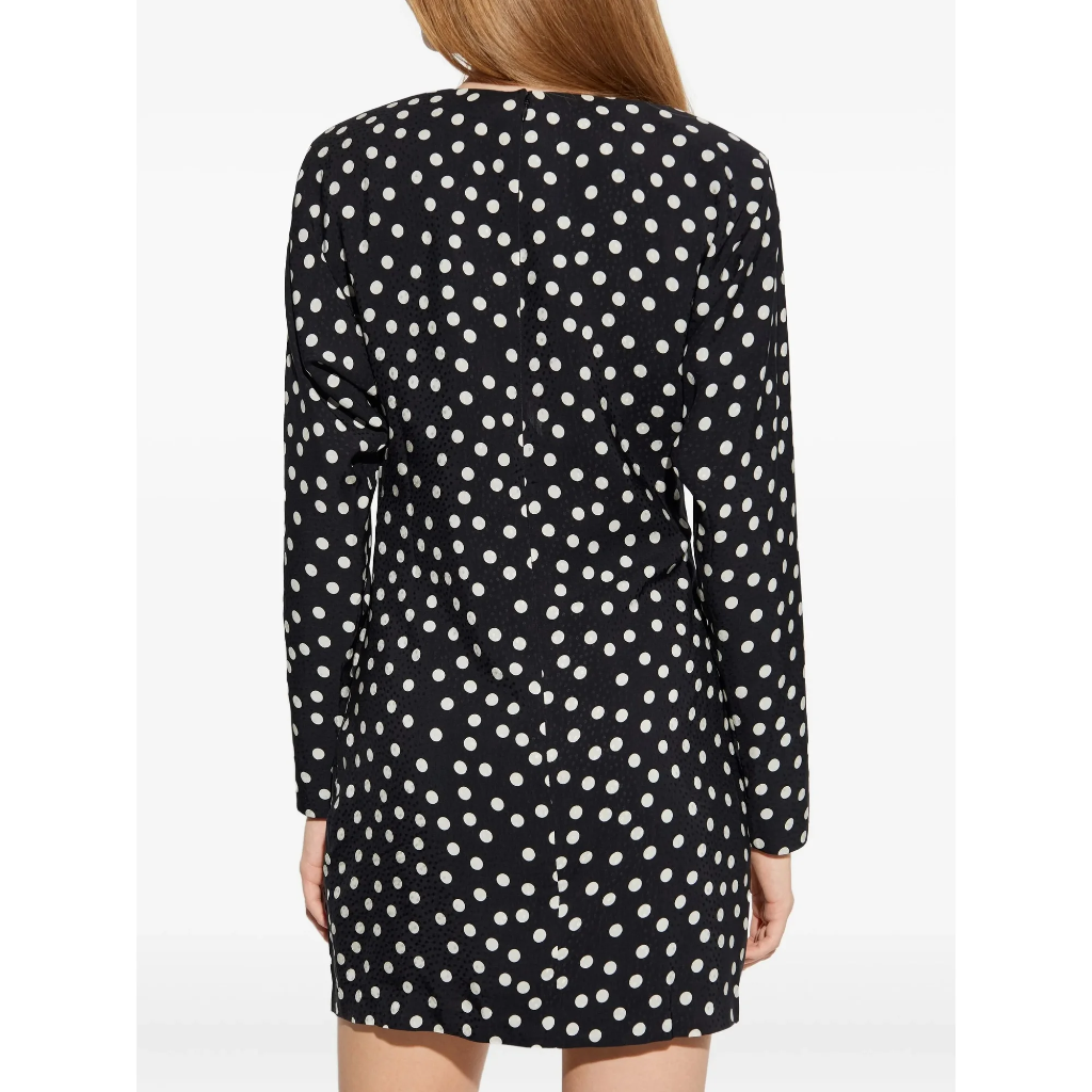 HAVEN DRESS - BLACK AND WHITE DOT JACQUARD