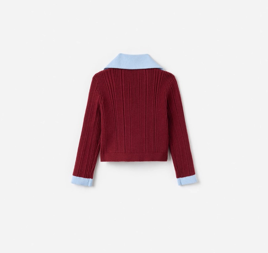 Burgundy Ribbed Knit Cardigan
