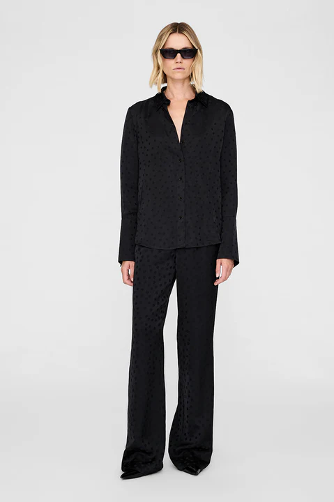 AMANDA SHIRT - BLACK DOT JACQUARD
