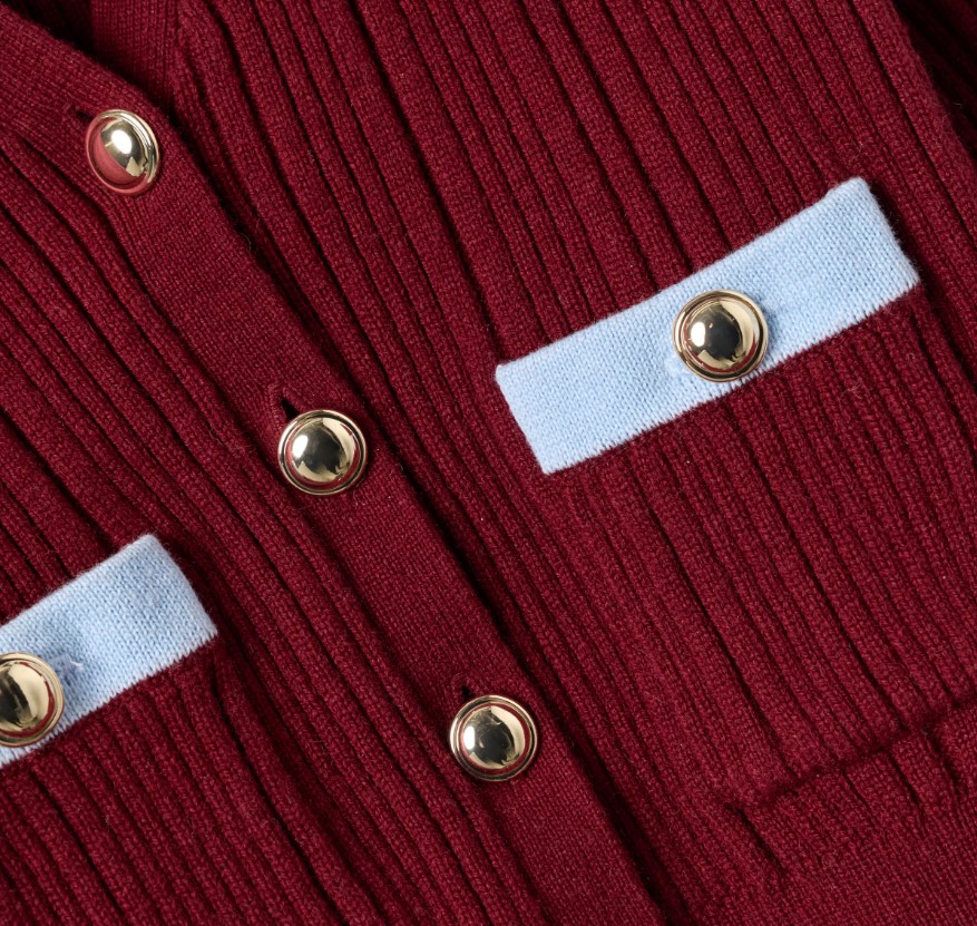 Burgundy Ribbed Knit Cardigan