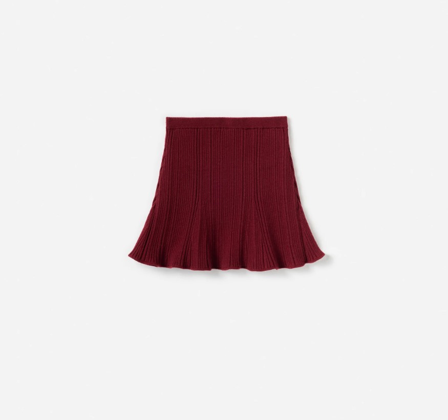 Burgundy Ribbed Knit Skirt