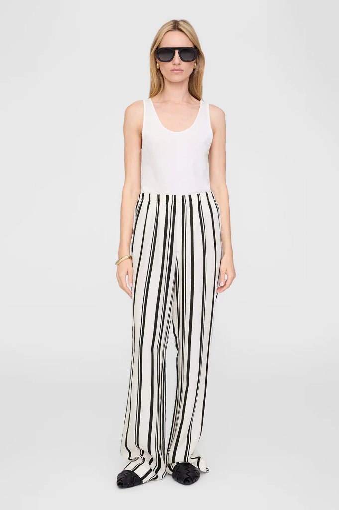 Elain Pant - Ivory And Black Monogram Stripe