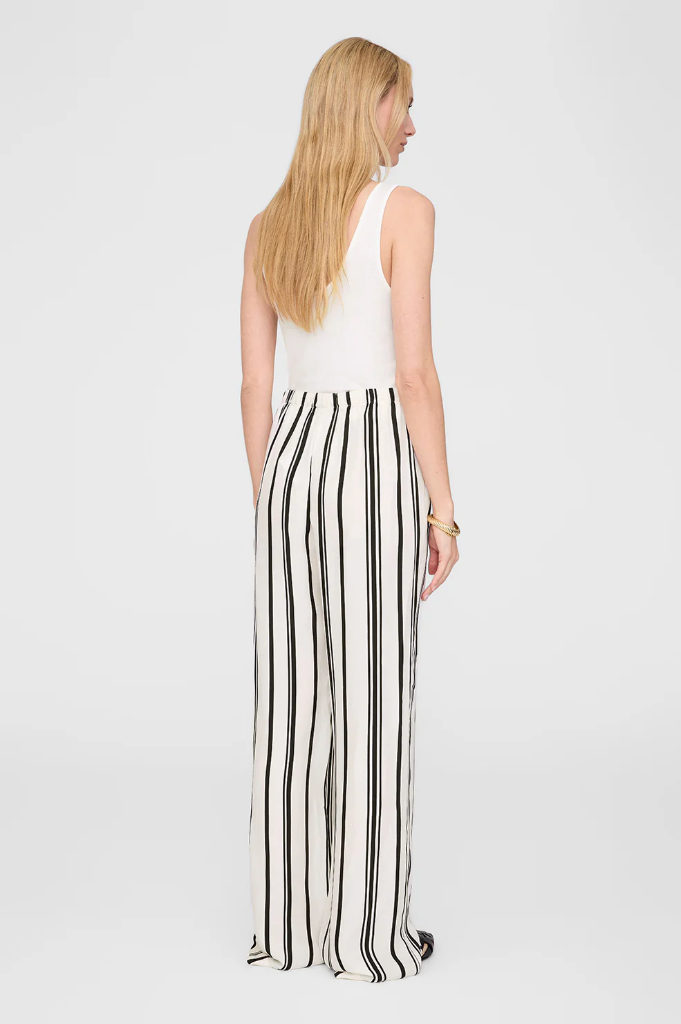 Elain Pant - Ivory And Black Monogram Stripe