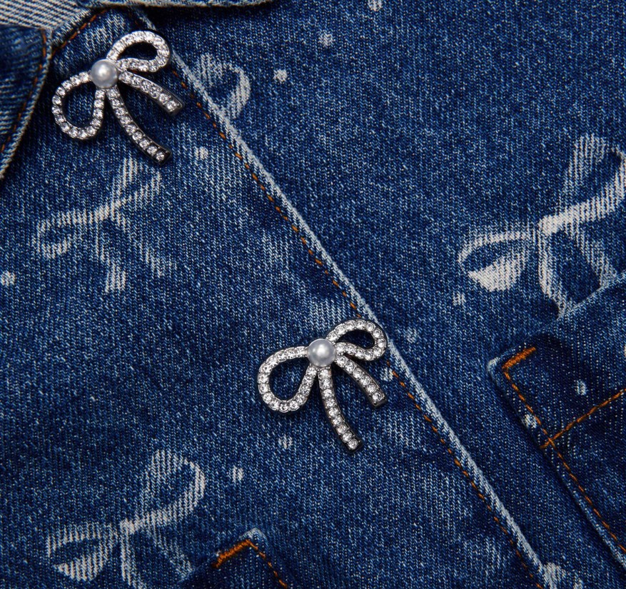 Denim Bow Print Jacket