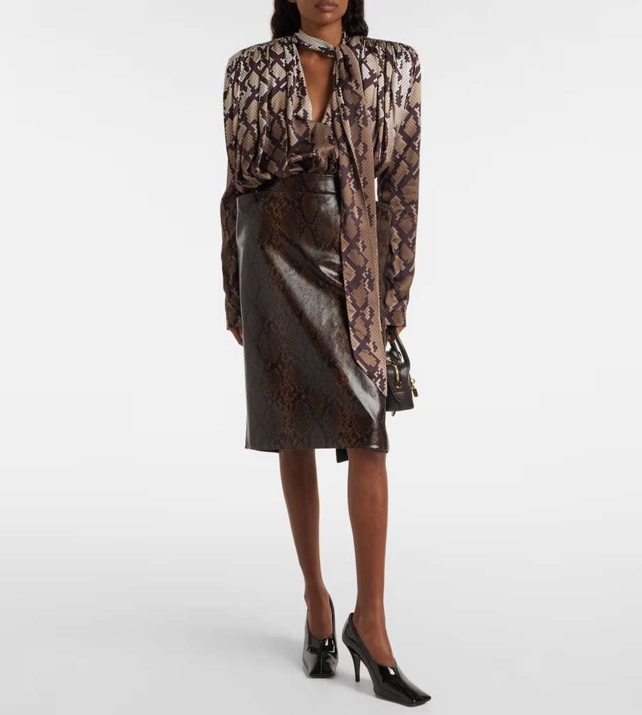 SNAKE PRINT SATIN TOP