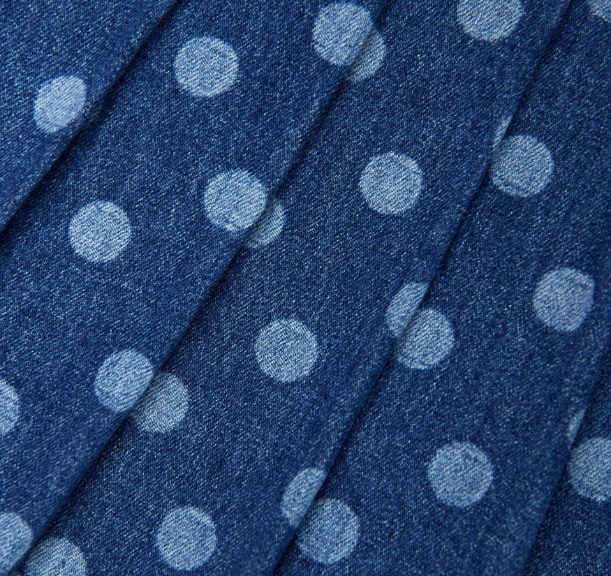 Polka Dot Denim Skirt