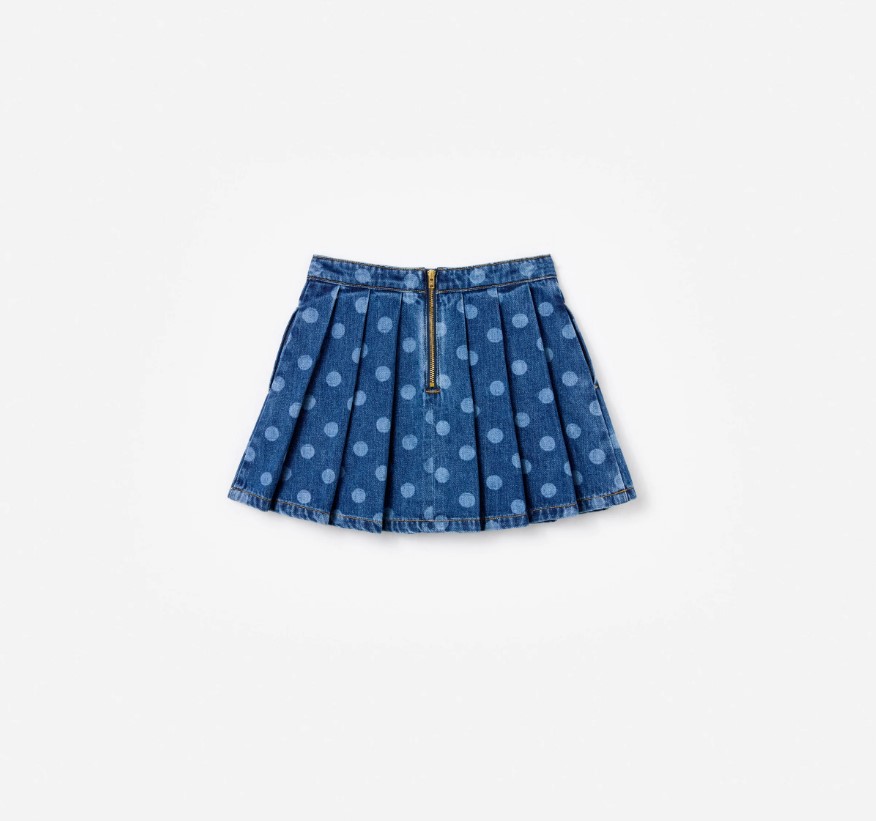 Polka Dot Denim Skirt