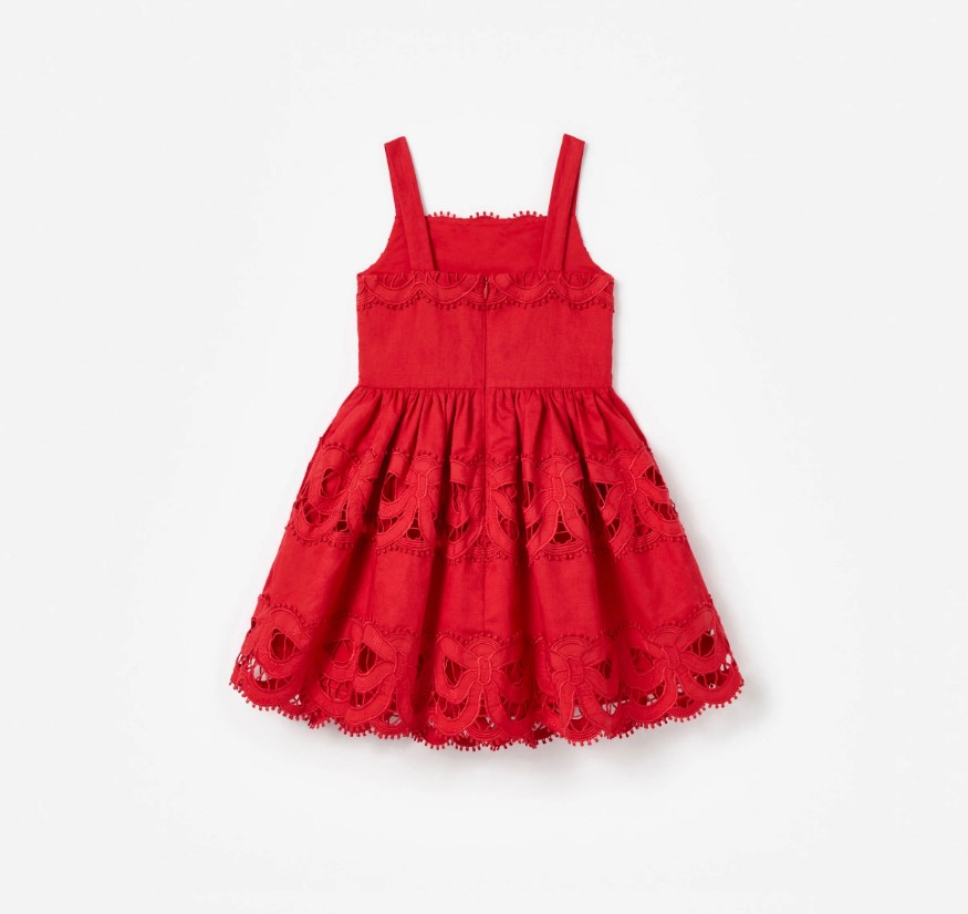 Red Linen Bow Dress Red