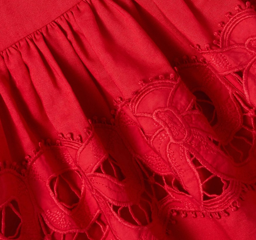 Red Linen Bow Dress Red