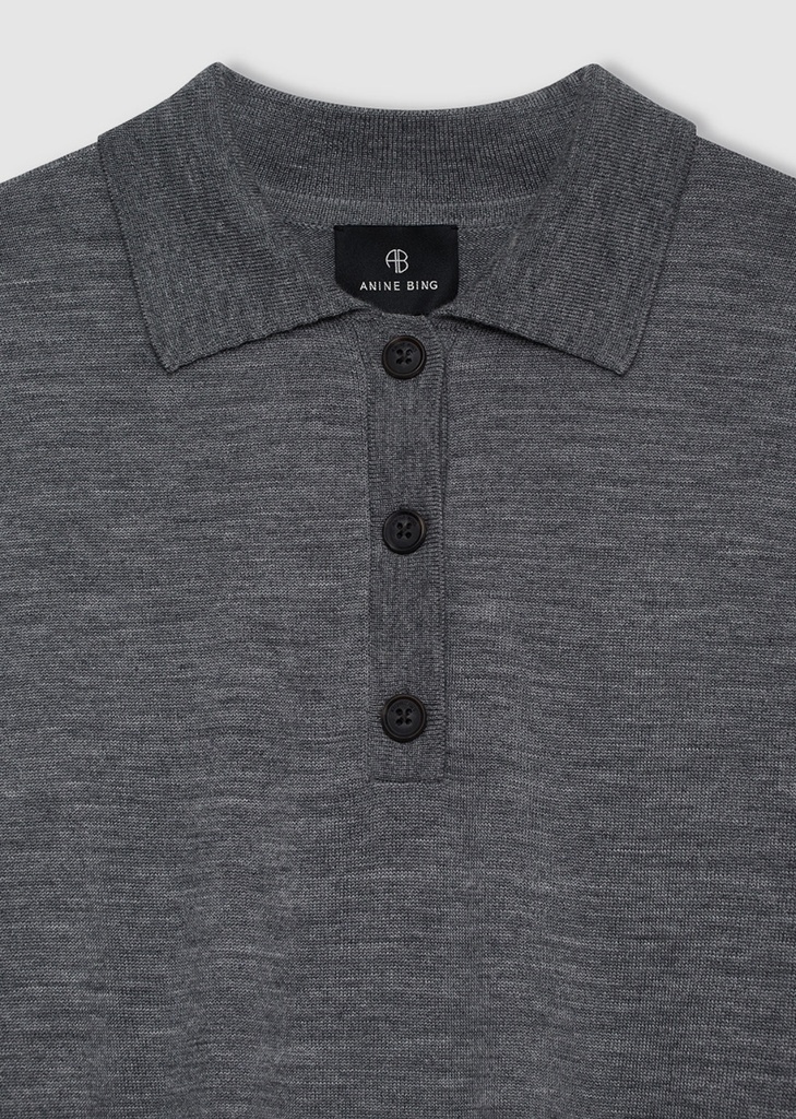 LEE POLO SWEATER - MEDIUM HEATHER GREY