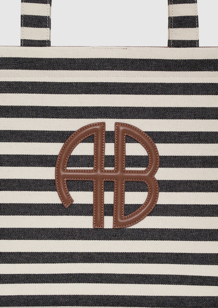 Lara Tote - Black and Natural Stripe
