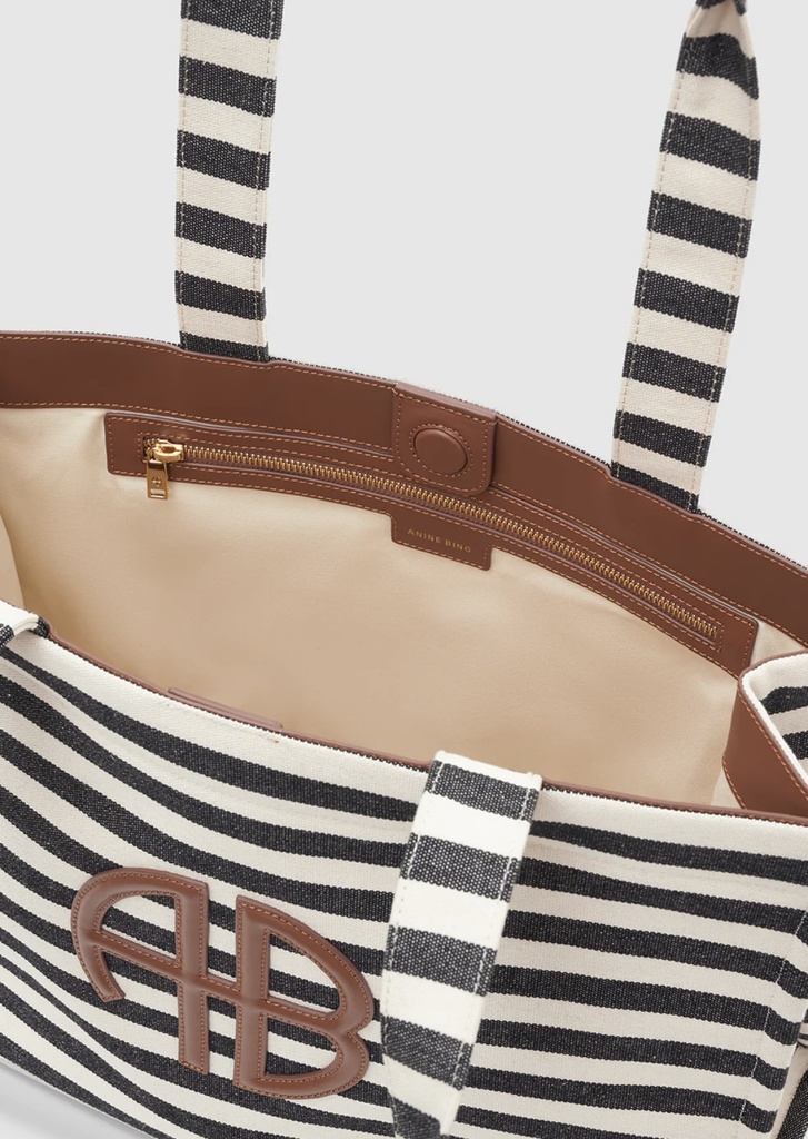 Lara Tote - Black and Natural Stripe