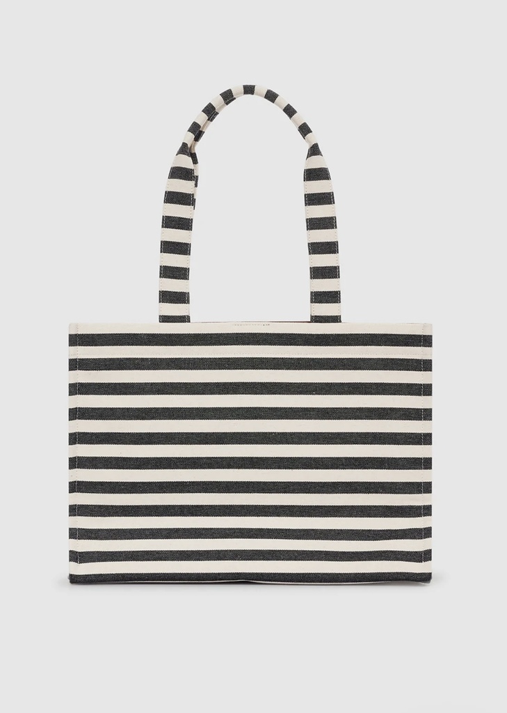Lara Tote - Black and Natural Stripe