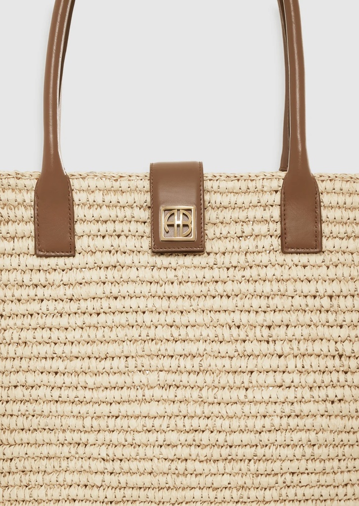 Lou Tote Monogram - Natural with Cognac
