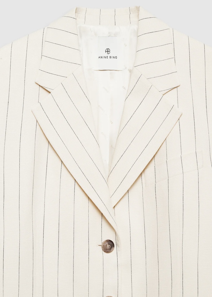 Sara Blazer -Cream And Black Stripe 