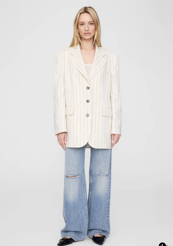 Sara Blazer -Cream And Black Stripe 