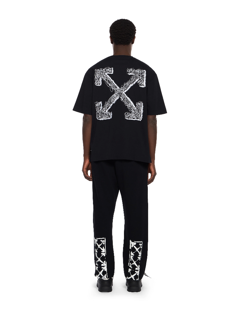 Ink Arrow Cuffed Sweatpants Black - White