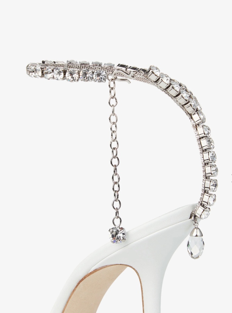 Saeda 100 White Mesh Crystal Pumps