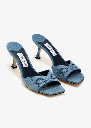 Skye 70 Embroidered Denim Mules