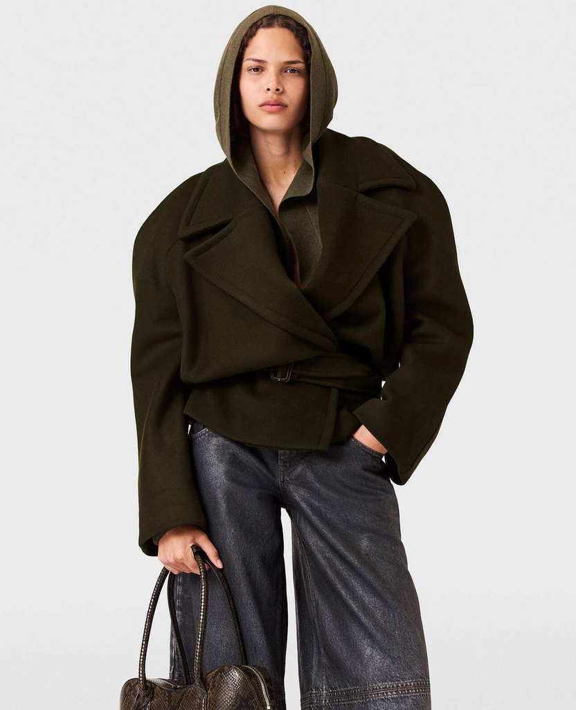 BRUSHED WOOL SHORT COAT
