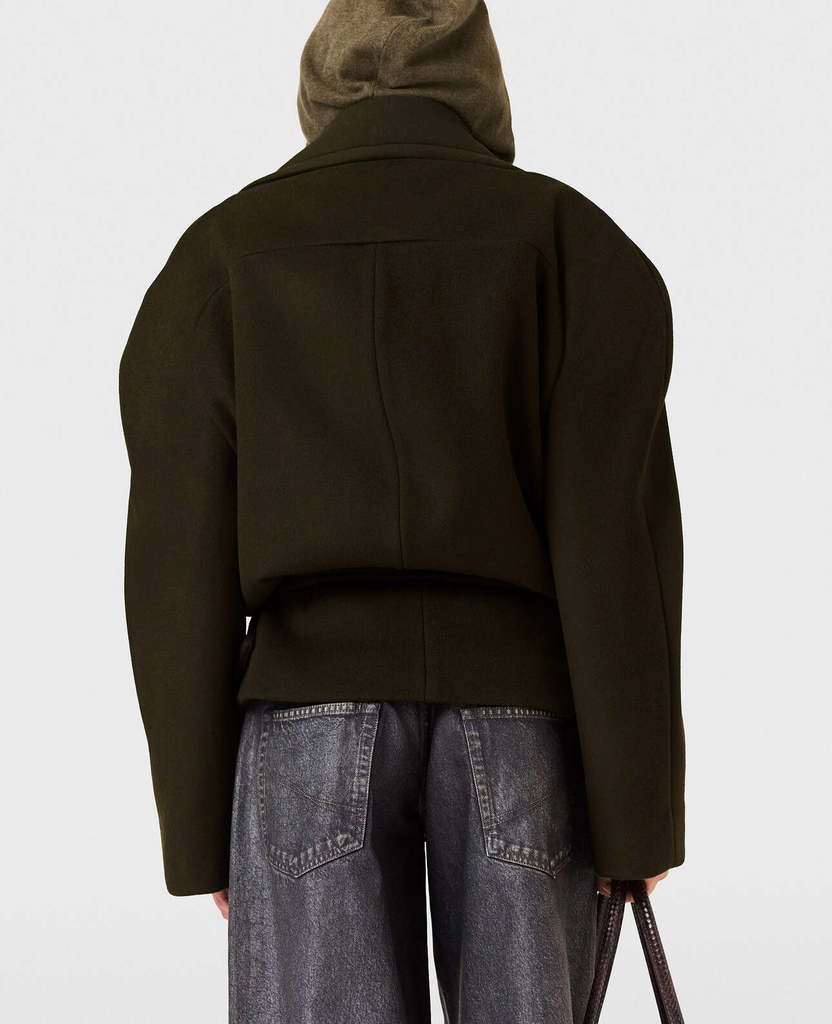 BRUSHED WOOL SHORT COAT