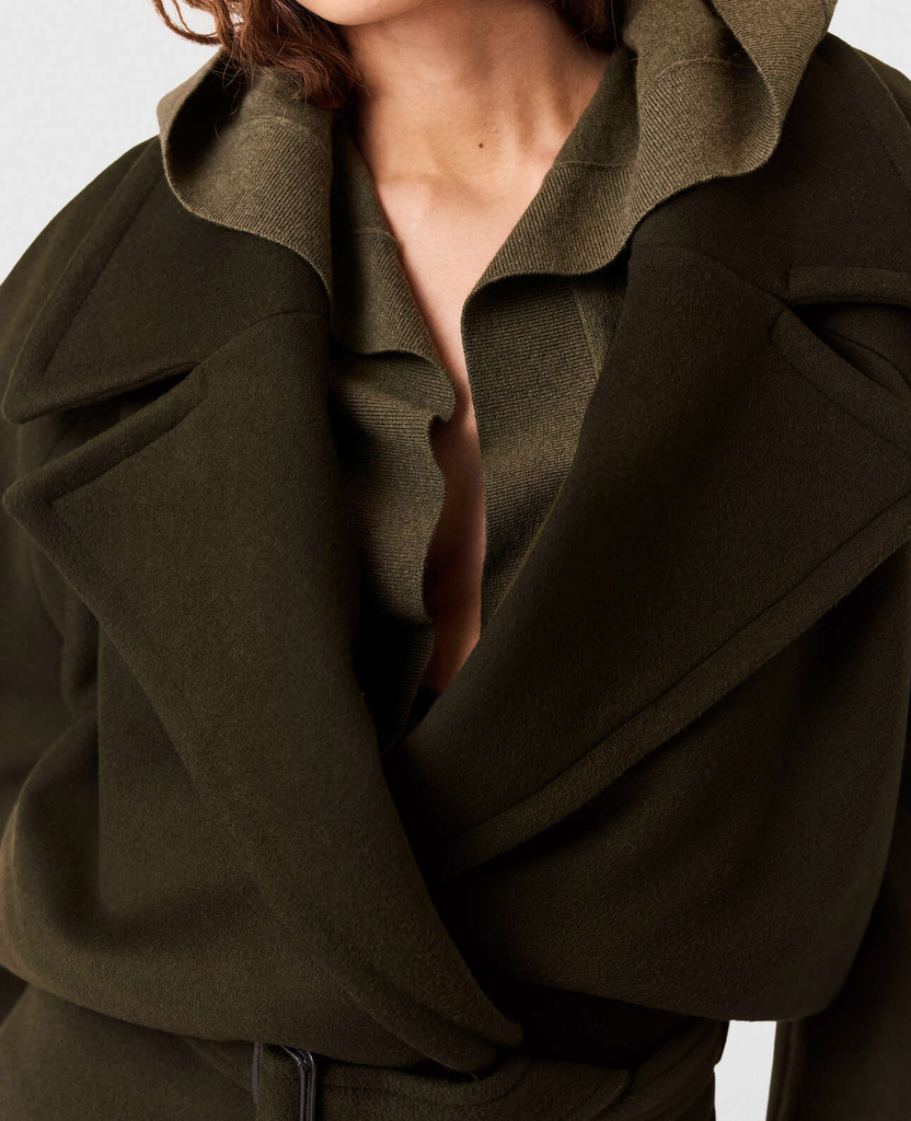 BRUSHED WOOL SHORT COAT