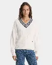 SCR Cricket Cashmere Sweater Cream and Blue