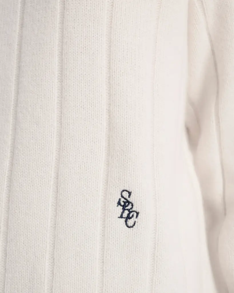 SCR Cricket Cashmere Sweater Cream and Blue