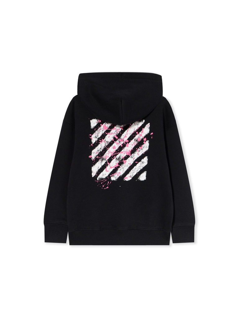 DIAG SPLAT HOODIE BLACK - FUCHSIA