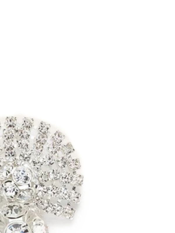 Fan-Shaped Crystal Drop Earrings In Silver