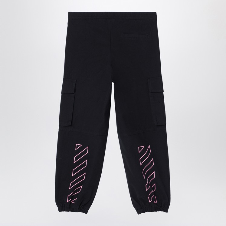 BOOKISH DIAG CARGO PANT BLACK - FUCHSIA