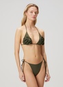 Floral Strappy Triangle Bikini Top In Khaki
