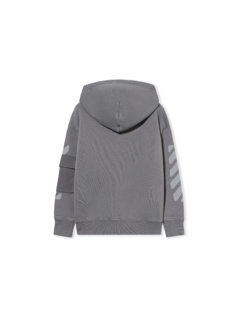 Garment Dyed Cargo Hoodie Zip Dark Grey