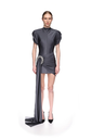 Drape Overlay Dress With Flat Crystal Spiral Embr