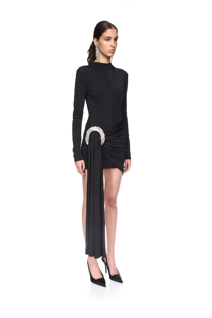 Drape Overlay Mini Dress with Cristal Spiral