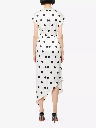 Polka Dot Print Midi Dress With Front Drape