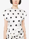 Polka Dot Print Midi Dress With Front Drape