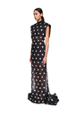 Polka Dot Printed Chiffon Gown With Open Back