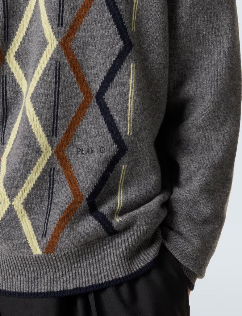 L/S Intarsia Turtle Neck Knit Plan C