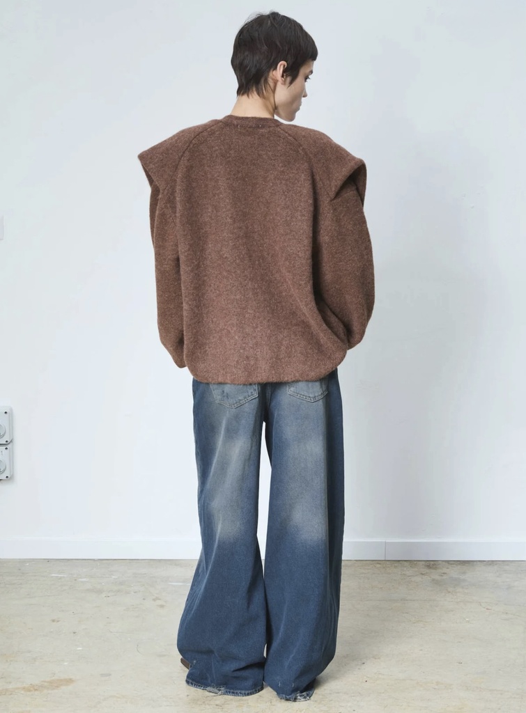 Knit Cardigan Double Cardigan Brown