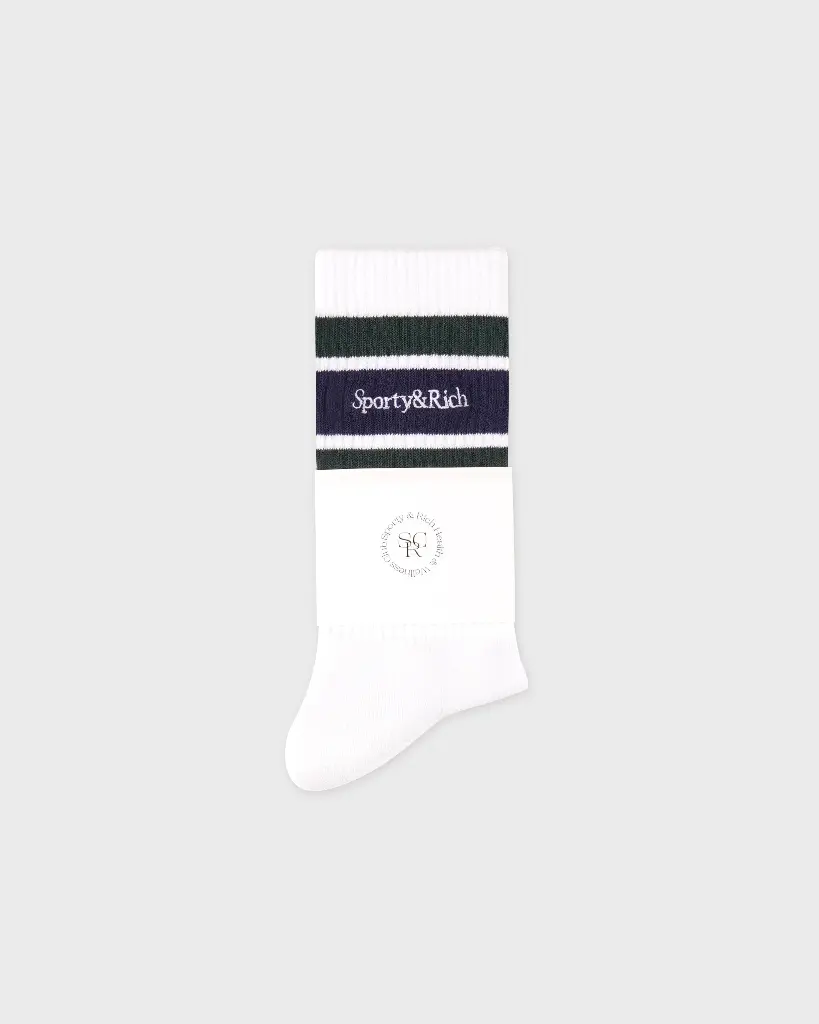 Serif Logo Socks White and Green